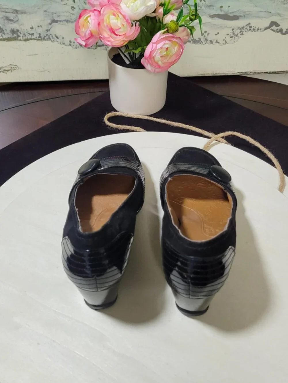 Sofft EuroSoft Black Suede Leather Wedge Heels [Item #SW01]